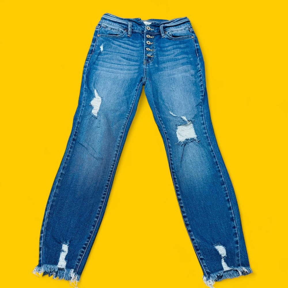 KanCan Distressed Skinny Jeans in Medium Blue